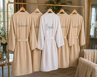 Conjunto de robes de algodão para damas de honra, com 5, 4, 3, 2, 6, 7, 8, 9 ou 10 peças, bordados com monograma.