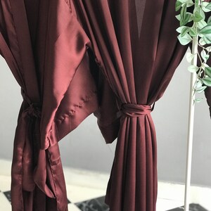 Soft silky satin long personalized bridesmaid robes in chocolate burgundy maroon orange black Plus size robes for Mother of the Groom/Bride. image 7