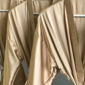 Champagne Bridesmaid robes personalized for the Bridal party with custom text in luxurious silky satin Bride and Bridal robe Gift for her. image 4