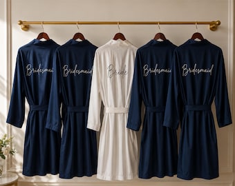 Cotton Bridesmaid robes, set of 5, 4, 3, 2, 6, 7, 8, 9, 10 Embroidered monogrammed.