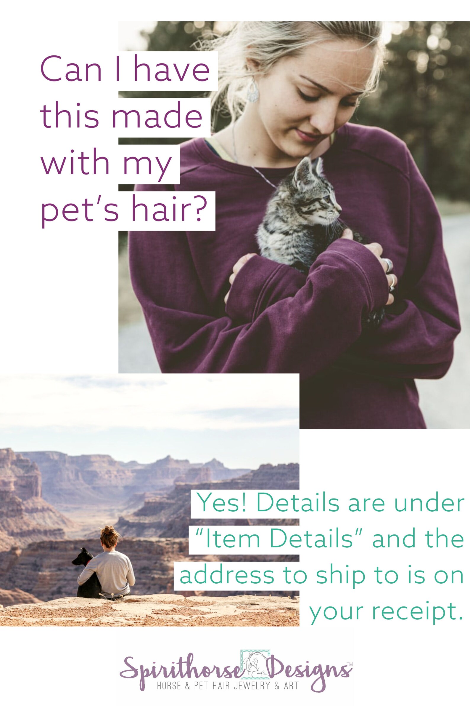 Personalized Pet Memorial Necklace Dog Hair Jewelry Pet Etsy