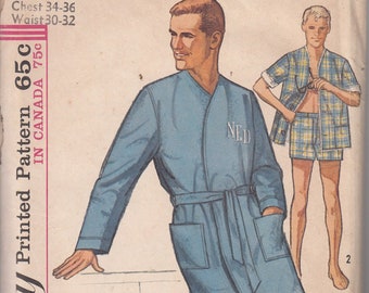 Vintage Men Robe Swim Shorts Jackets Simplicity 5387 Sewing Pattern Size Small Chest 34 - 36 Complete