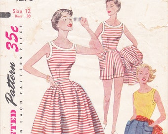 Vintage 50's Simplicity 4290 Sewing Pattern Blouse Skirt Shorts Pedal Pushers Size 12 Bust 30 Cut/Complete