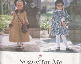 Vintage 90's Vogue for me 9935 Sewing Pattern Toddler Girls Coats Size 2 3 4 5 Uncut