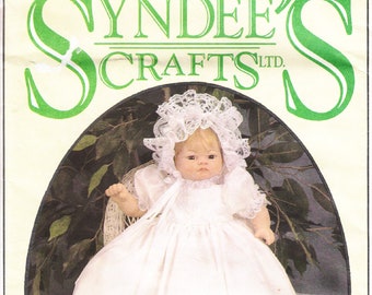 Vintage Syndee's Crafts 24011 Sewing Pattern Dolls 21" 16" 10" Christening Gown Uncut