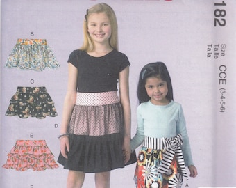 Toddlers Girls Skirts Full Flounces Ruffles McCall's M7182 Sewing Pattern Size 3 4 5 6 Uncut