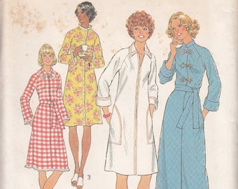 Vintage 70's Housecoats Robes Simplicity 7238 Sewing Pattern Size 12 Uncut