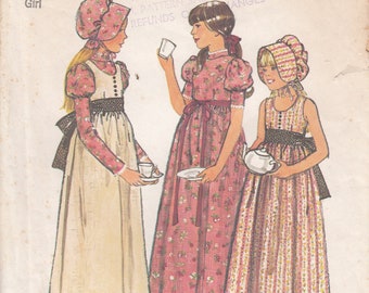 Vintage 70's Holly Hobbie Maxi Dresses Jumper Bonnet Simplicity 6371 Sewing Pattern Size 7 Complete