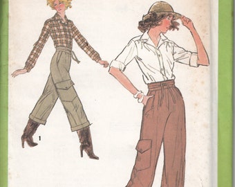 Vintage 70's broek in twee lengtes en shirts eenvoud 8799 naaipatroon maat 12 ongesneden