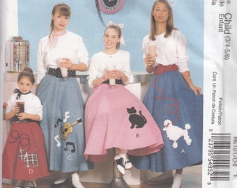 Toddler Poodle Skirts McCall's M6101 Sewing Pattern Easy to Sew Appliques Instructions included Size 3/4 5/6 Uncut