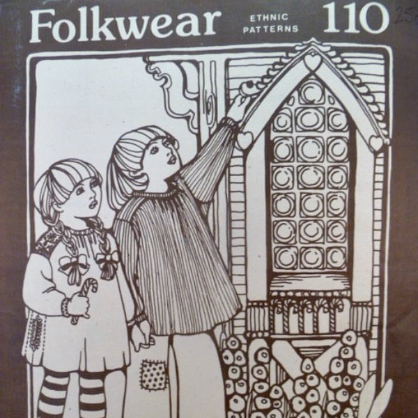 70's German Little Kittel Ethnic Shirt Dress Pattern Size 4 6 8 10 Embroidery Instructions Included Vintage Folkwear 110 Patterns Complete