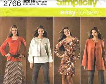 Easy to Sew Skirt Blouse Dress Jackets Pants Sewing Pattern Size 20W - 28W Simplicity 2766 Uncut Factory Folds