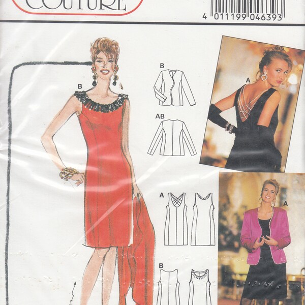 Vintage Burda Couture 4639 Princess Seams Evening Dress Jacket Wide Neckline Size 10 - 20 Uncut