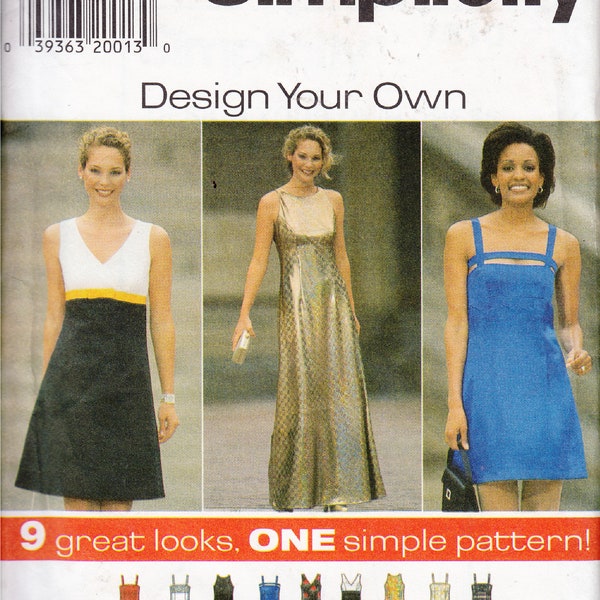 Design Your Own Dress Vintage 90's Simplicity 7510 Sewing Pattern Size 4 6 8 Uncut