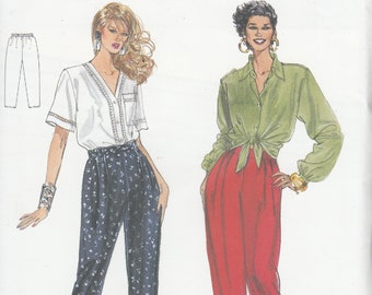 Vintage Burda 4376 Sewing Pattern Elastic Waist Easy to Sew Pants Size 8 - 18 Uncut