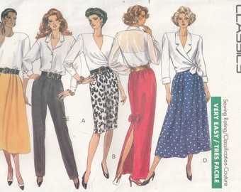 Vintage 80's Misses Skirt Pants Butterick 4524 Sewing Pattern Pull On Waist Size 6 8 10 Uncut