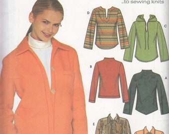Vintage Simplicity 9513 Schnittmuster Pullover Tops Hoodies Shortcuts zum Nähen mit Stricken Größe 14 16 18 20 Uncut