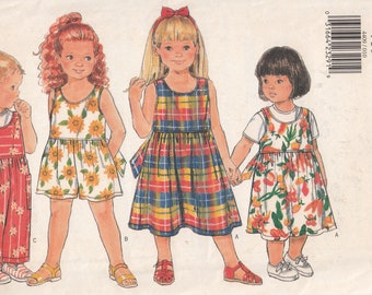 Vintage Butterick 4409 Sewing Pattern Toddlers Children's Jumpers Jumpsuits dresses Size 1 2 3 Uncut