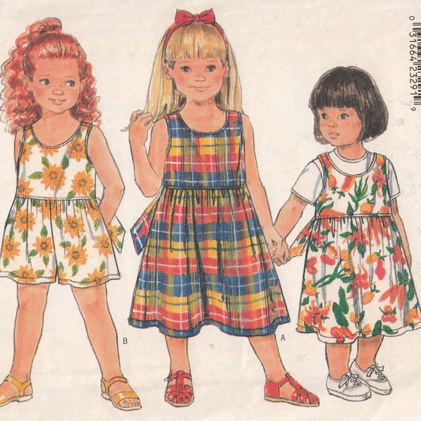 Vintage Butterick 4409 Sewing Pattern Toddlers Children's Jumpers Jumpsuits dresses Size 1 2 3 Uncut