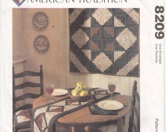 Vintage Log Cabin Quilt Sewing Pattern McCall's Crafts 8209 Uncut