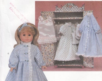 Vintage Simplicity 7449 Craft Sewing Pattern 18 Inch Doll Clothing Nightgowns Robes Pajamas Uncut