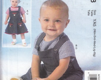 Infants Toddlers Overalls Dresses Shirts Tops McCall's M038 Size NB S M L XL Uncut