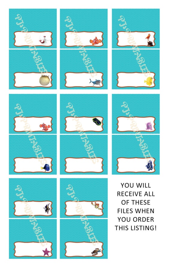 BLANK Finding Nemo themed Food Sign Tent Cards - Digital File Il_570xn