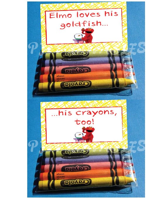 Elmo s World Goldfish Crayons Favor Bag Fold Over Signs Etsy