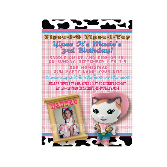 Sheriff Callie Birthday Invitation Custom Digital File Etsy