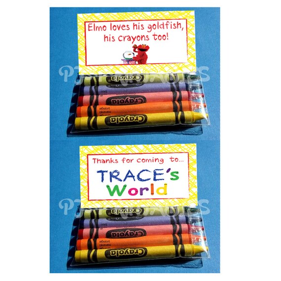 Elmo's World Goldfish & Crayons Favor Bag Fold Over signs- Customized Digital File Il_570xn