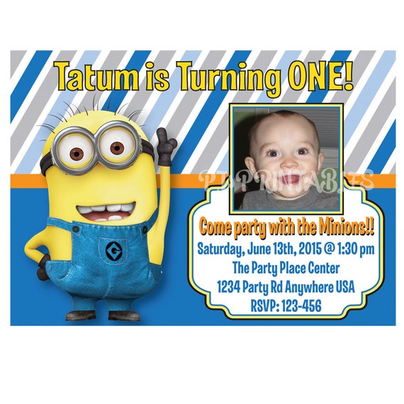 Minion Despicable Me themed Birthday Invitation - Custom Digital File Il_570xn