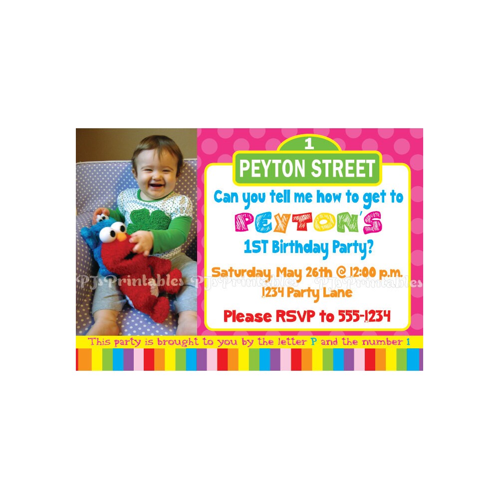 Sesame Street Birthday Invitation Custom Digital File Etsy