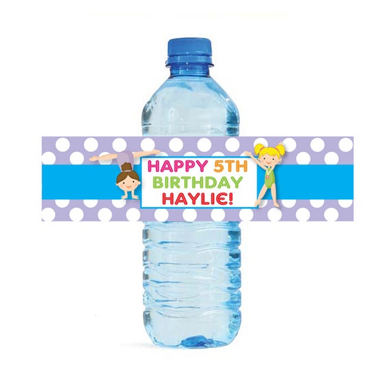Gynmastics themed Water Bottle Labels - Customized Digital File Il_570xn