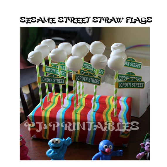 Sesame Street Straw Flags- Customized Digital File Il_570xn