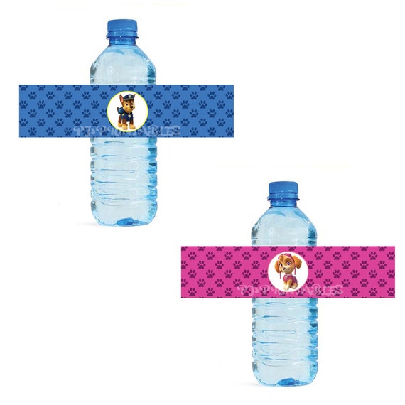 Paw Print Water Bottle Labels - Customized Digital File Il_570xn