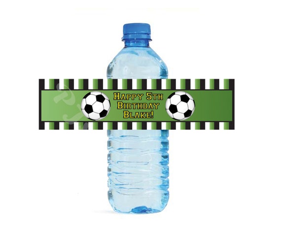 Soccer themed Water Bottle Labels - Customized Digital File Il_570xn
