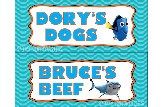 Finding Nemo themed Food Sign Tent Cards- Customized Digital File Il_570xn