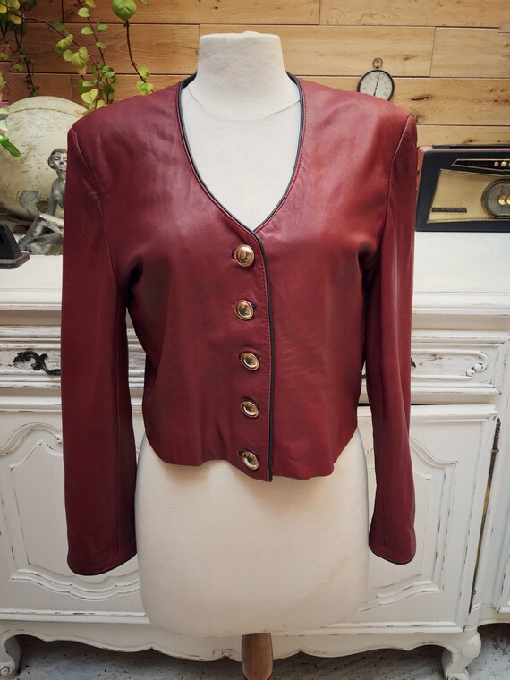 burgundy short jacket