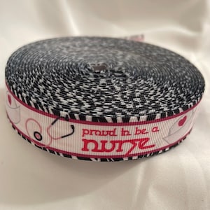 Black Pink Proud to be Nurse 7/8&quot; Ribbon 3 yards Premium Grosgrain Ribbon for DIY Crafting Projects – Ideal for Bows, Gifts & Decorations
