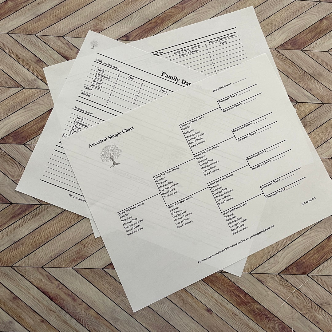 Ancestral Simple Chart Digital, Printable, PDF and Microsoft Excel ...