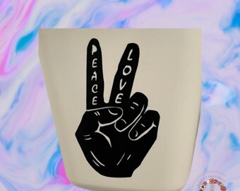 Peace Love Hand Vinyl Decal for Crafters 2.7" x 3.5"