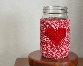 Mason Jar Cozy (large) with heart