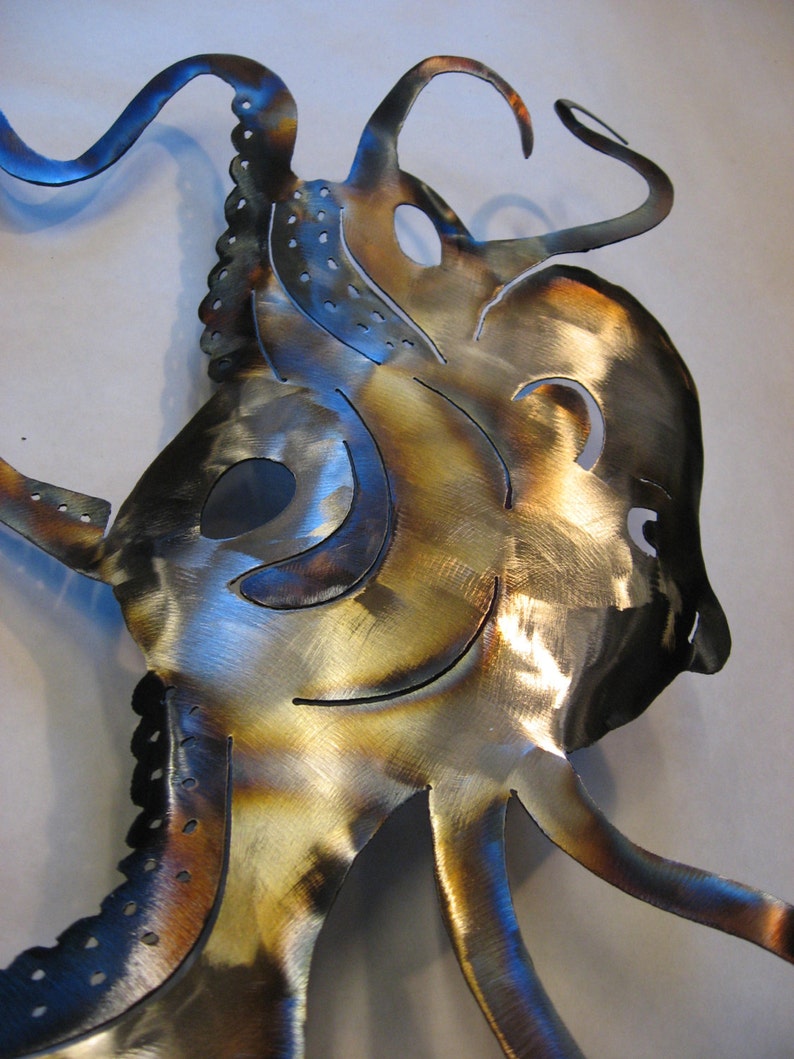 Octopus Metal Art Wall Sculpture Etsy