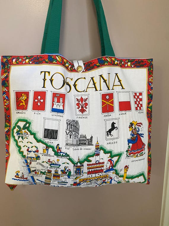 トスカーナ地図コットントートバッグ、イタリアお土産 - Etsy 日本