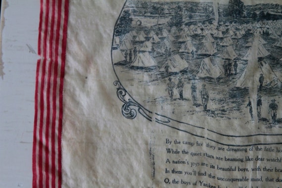 WWI "Camp Greetings" Silk Handkerchief Bandanna Early American History View 3