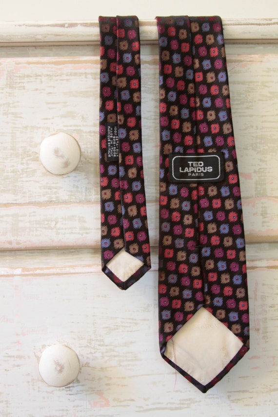 Vintage Necktie TED LAPIDUS Skinny Tie SILK Made … - image 2