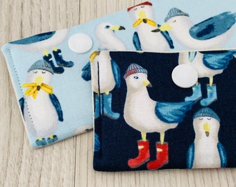 Seagulls DPN case, choice of colour and size, fits 6” or 8” needles, sock knitting holder, knitting accessory, gift for knitter