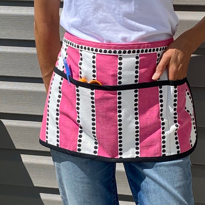 Women\u2019s canvas half apron with pockets handy tie half apron vendor apron teachers apron gardener apron craft apron barista style apron