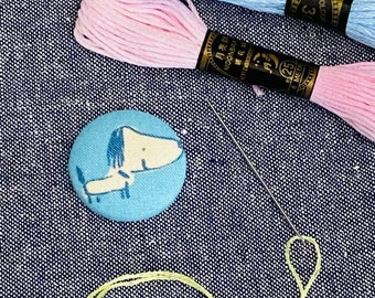 Magnetic needle minder - Little Dog - embroidery accessory, needle holder, gift for sewer, sewing notions, reversible needle keeper