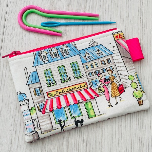 Mini notions pouch - Paris People - mini zipper pouch, coin purse, stock stuffer, gift idea, Paris themed pouch